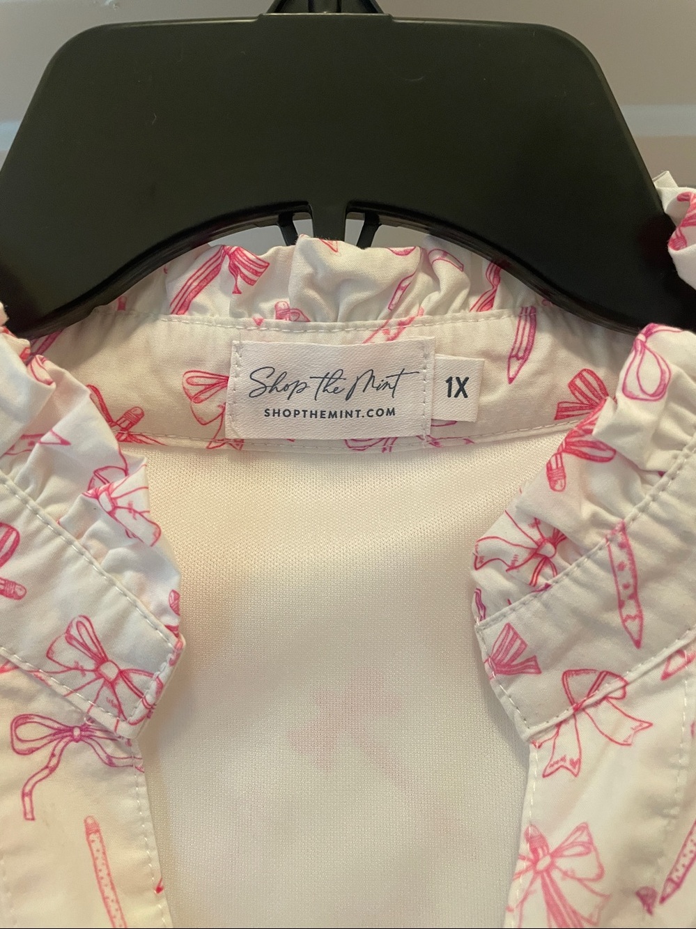 Women's White and Pink Tiered Cotton Dress -Teacher Dress - Picture 2 of 6